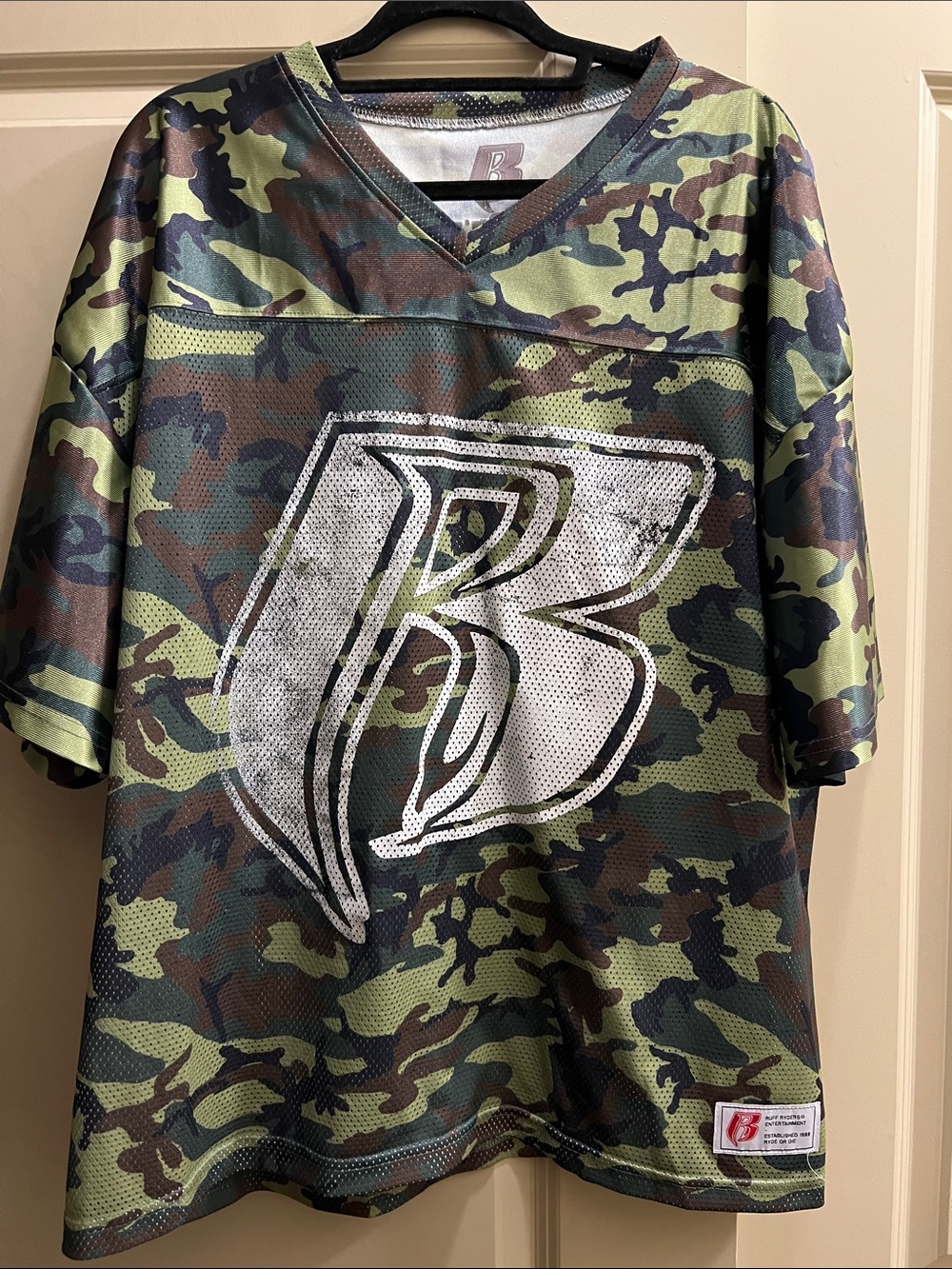 Ruff Ryders Camoflauge Mesh Football Jersey Tee Size L